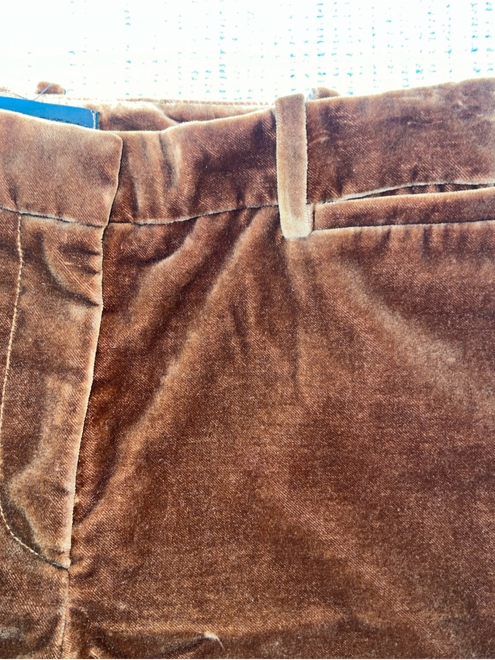 Nili Lotan Derek Cognac/Brown Velvet Flare Mid Rise Cropped Pants - size 8- Nwot - Picture 5 of 10